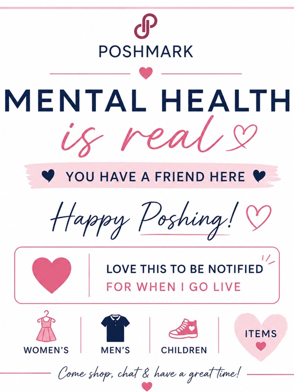 Women's 'Mental Health is Real' Pink and Navy Graphic Tee